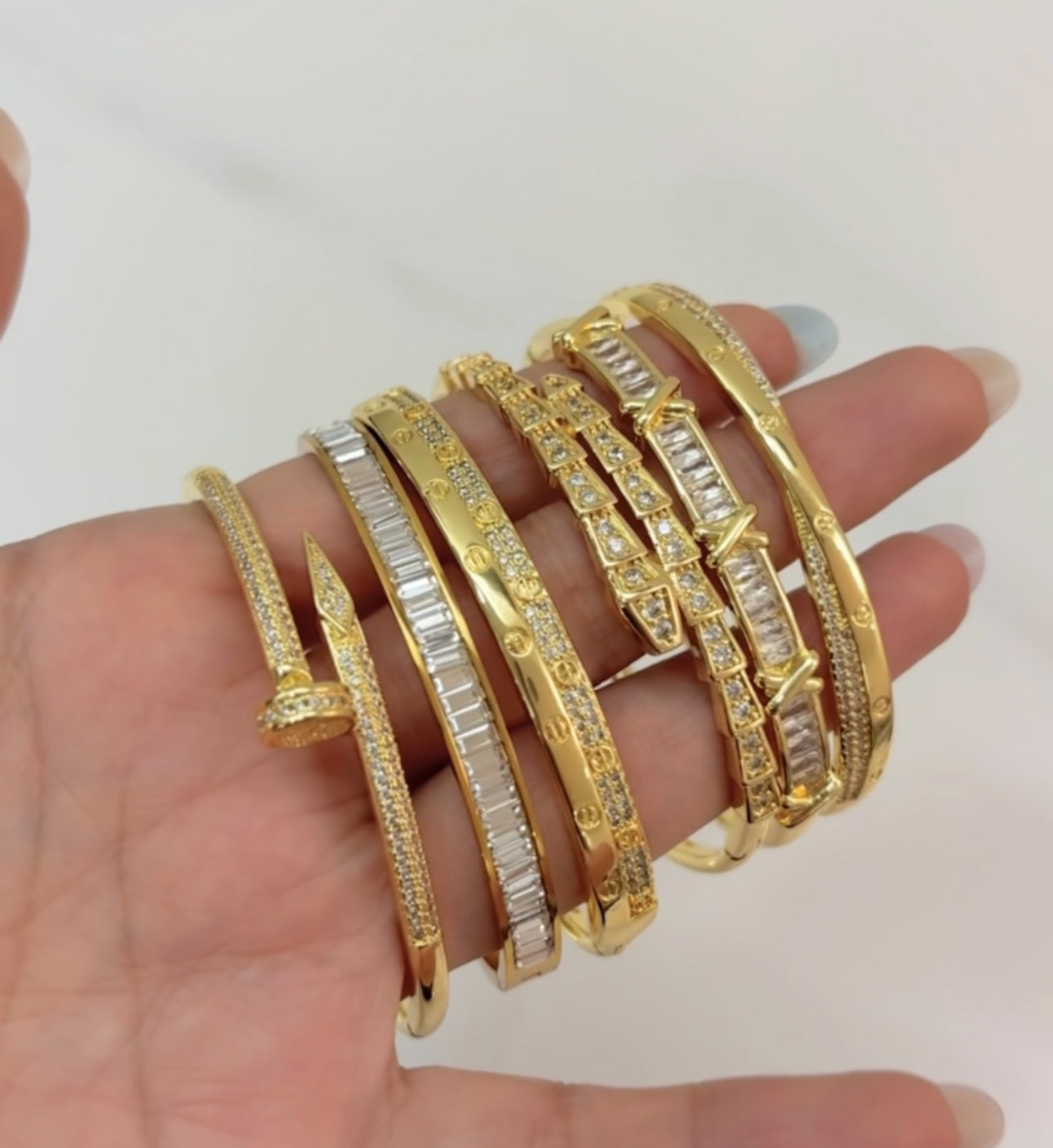 Nail Studded Bracelets-Silver & Gold Styles