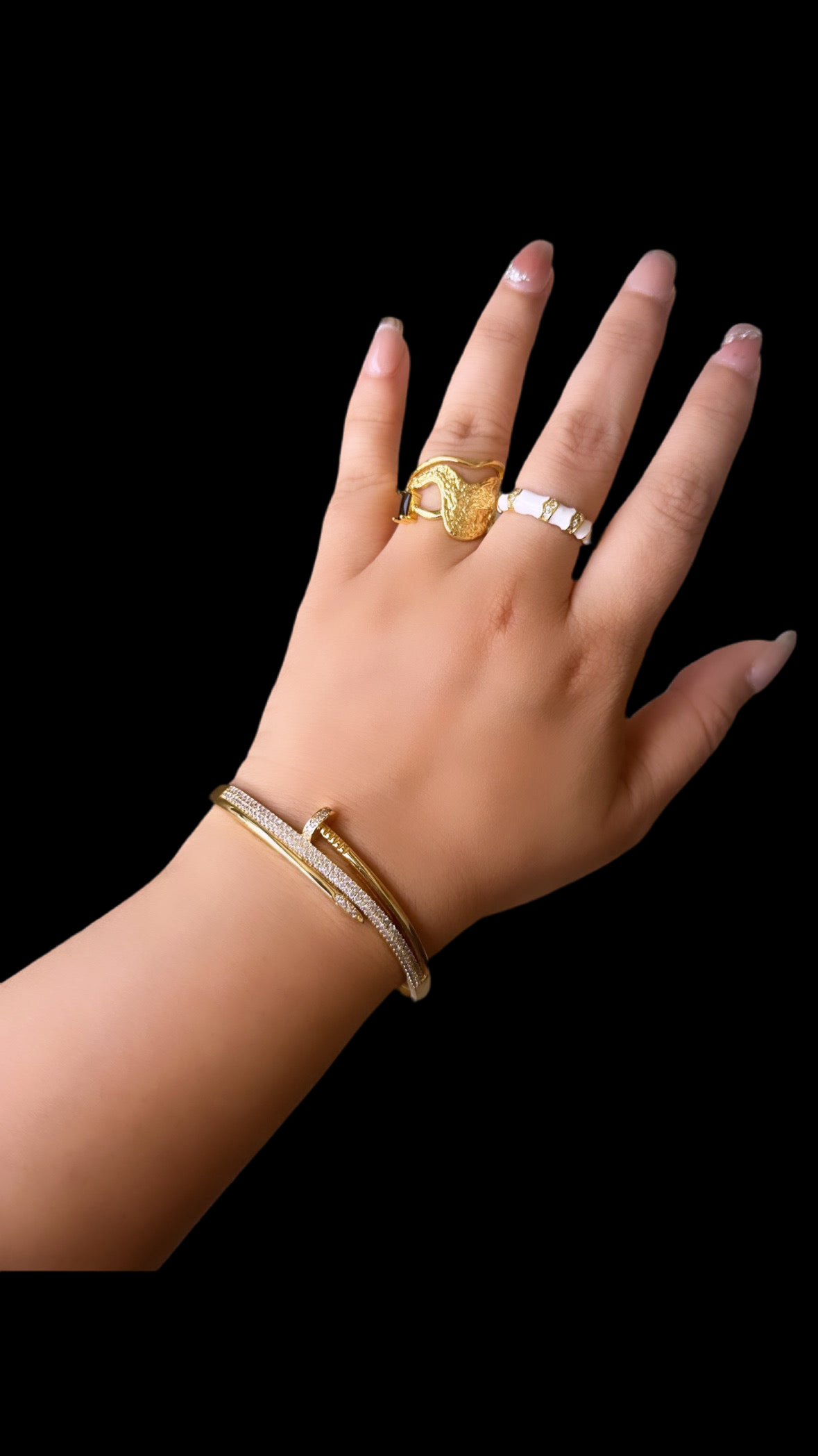 Studded New Nail Bracelet-Gold & Silver