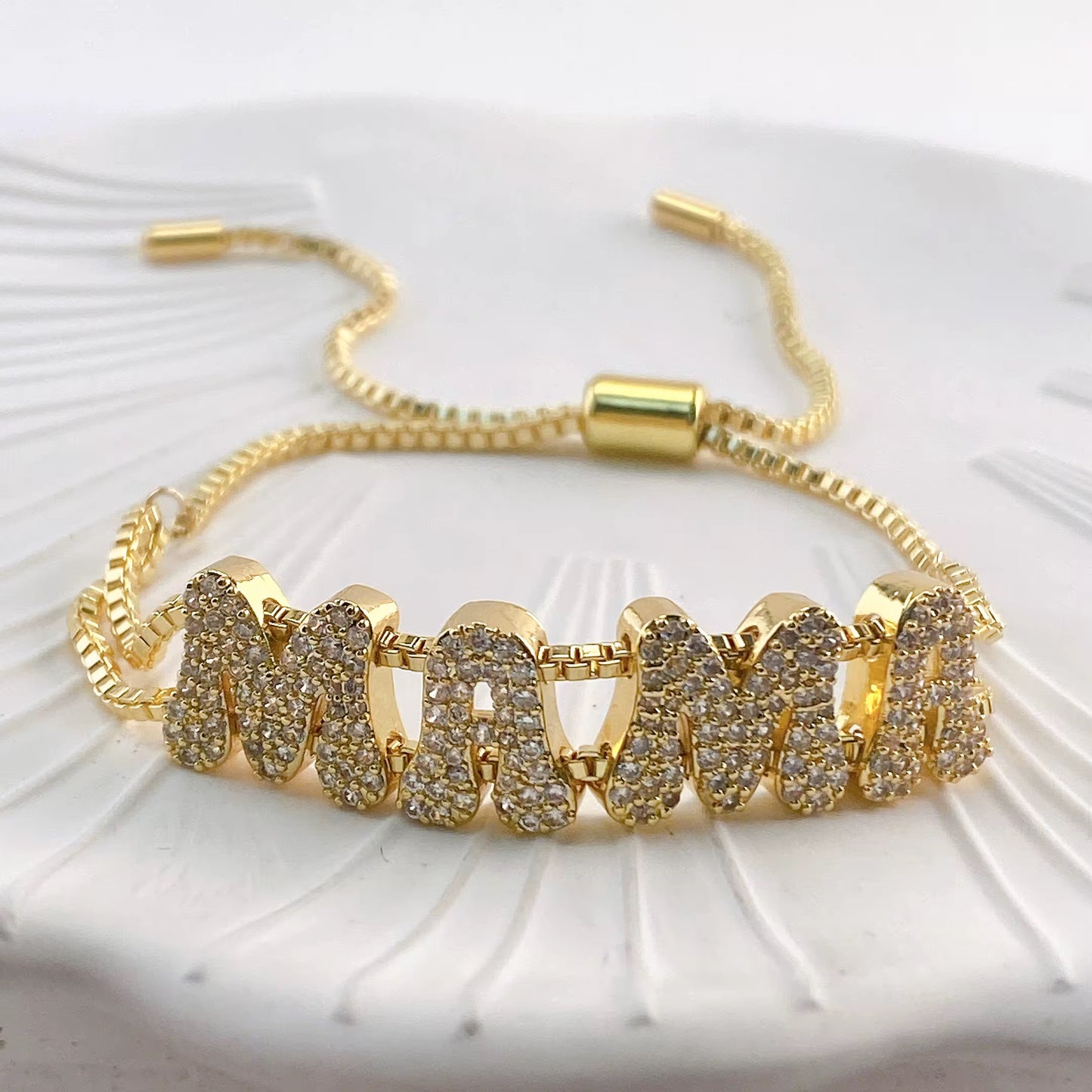 Studded Initial Slider Bracelet-Customised