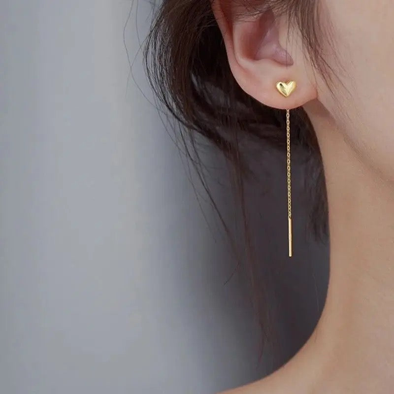 Lil Heart Needle Thread Earrings