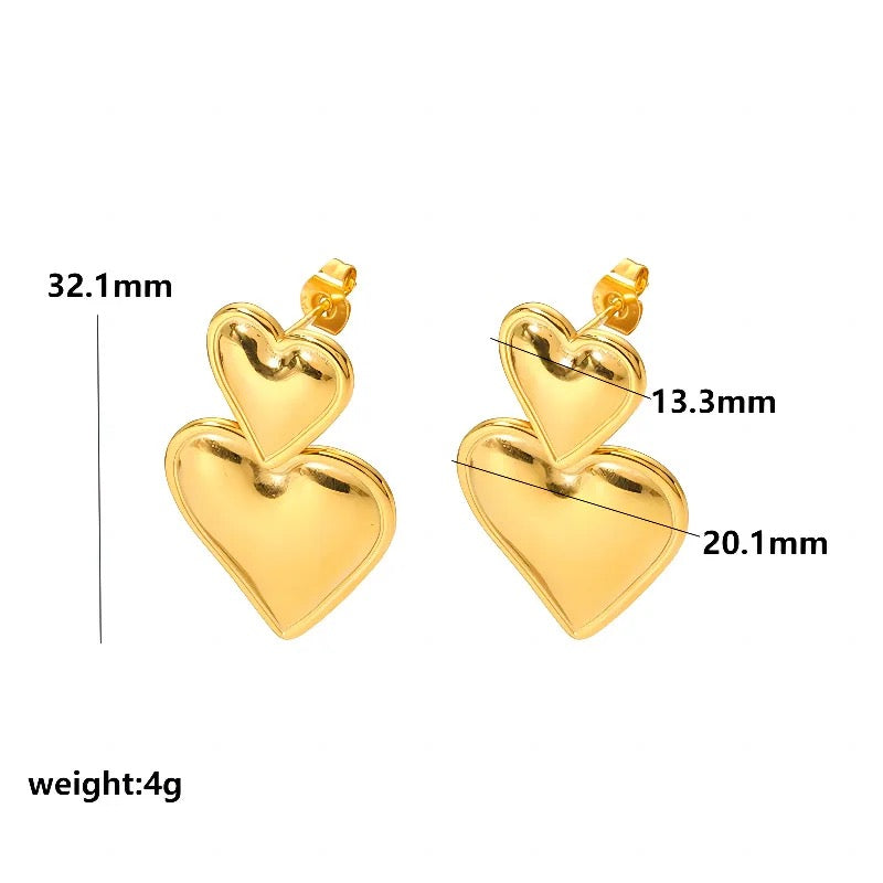 Double Heart SS Earings