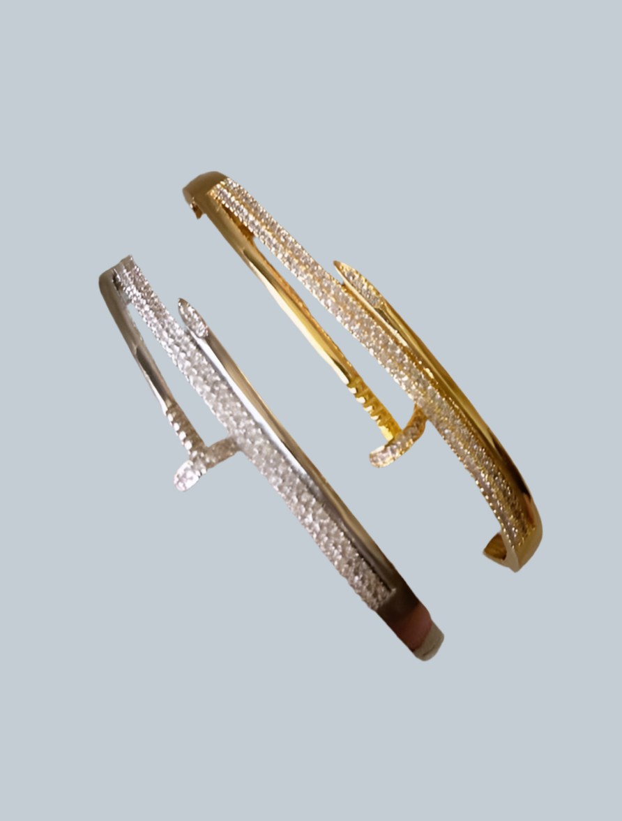 Studded New Nail Bracelet-Gold & Silver