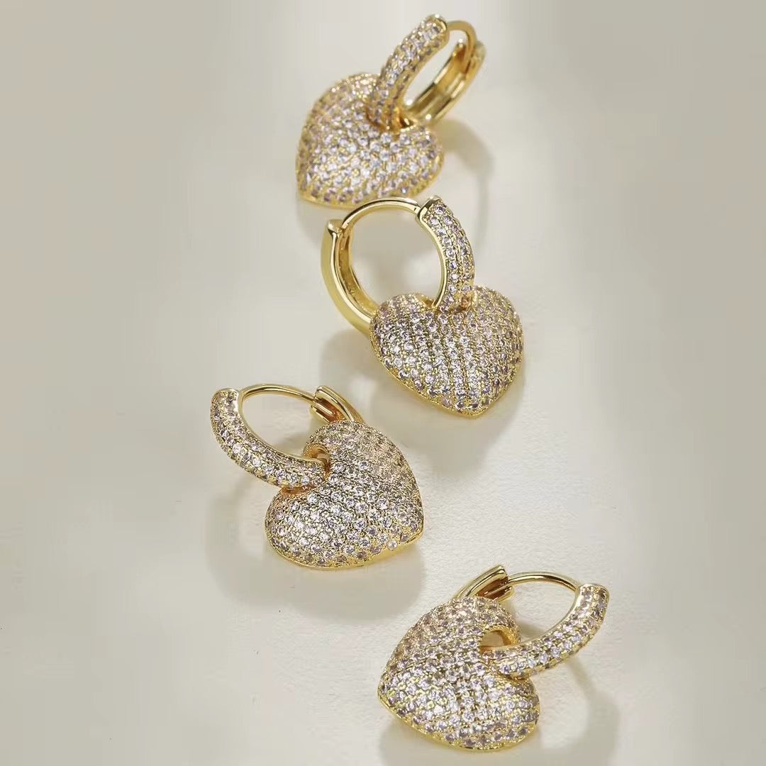 Studded Heart Bali Earrings-Gold & Silver