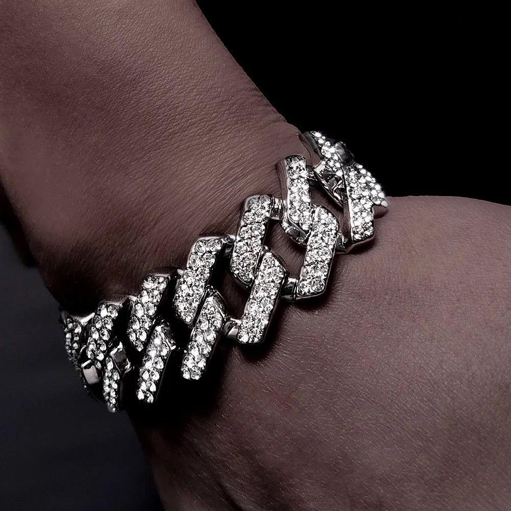 Iced Out Silver Unisex Bracelets-3 Types