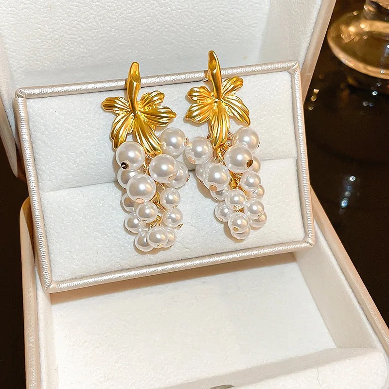 Pearl Grape Vine Earrings
