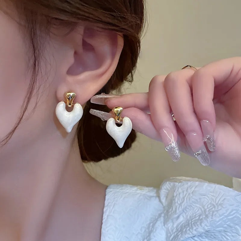 Enamel Heart Bali Earrings