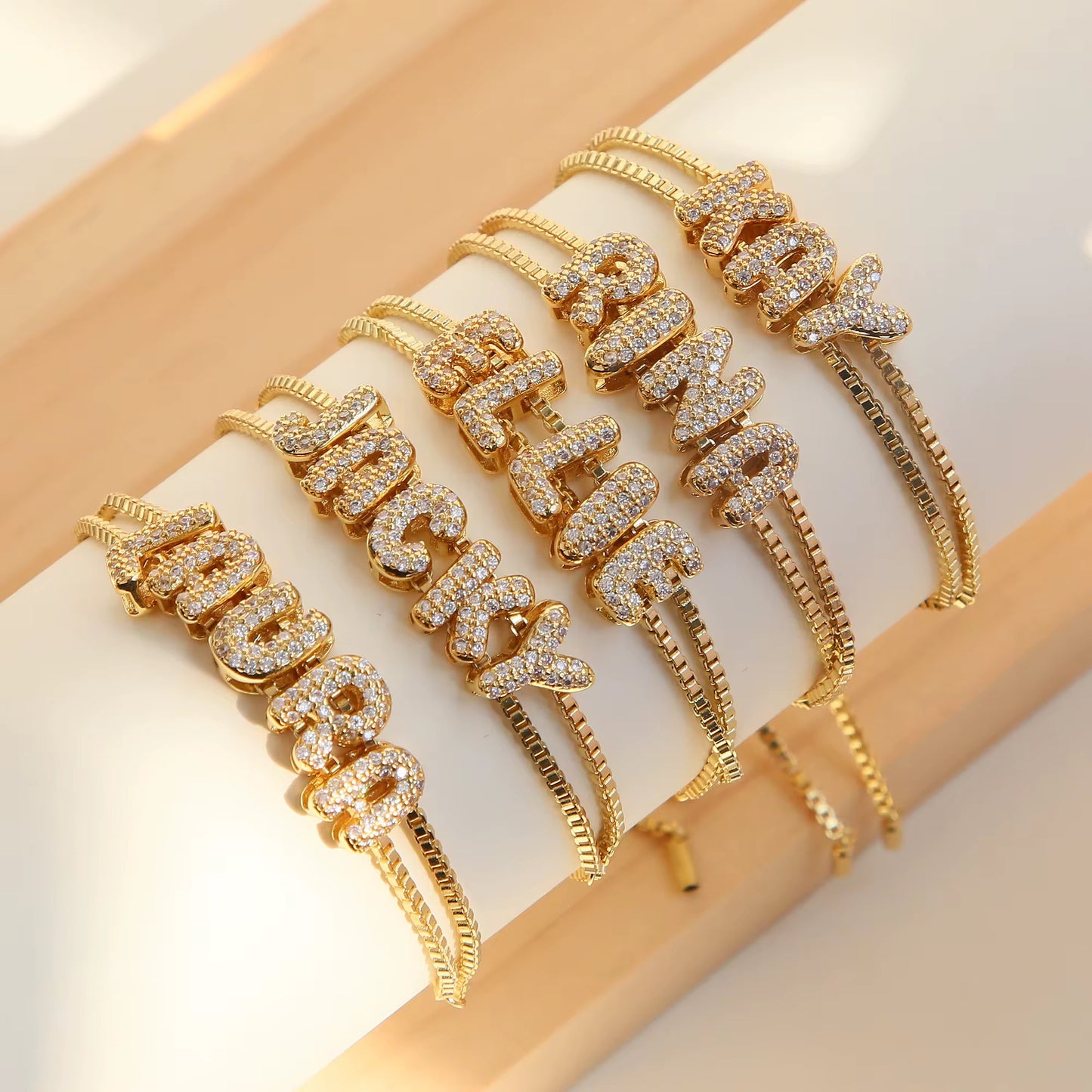 Studded Initial Slider Bracelet-Customised