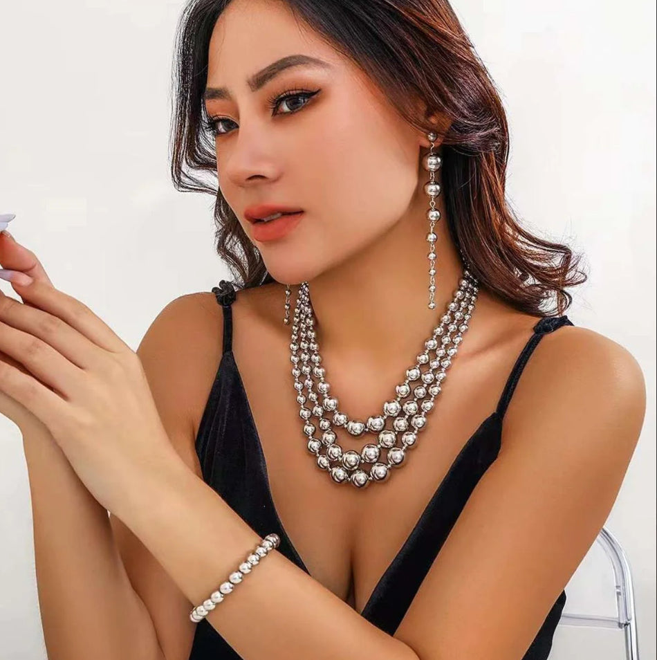 Triple Layer Moti Necklace