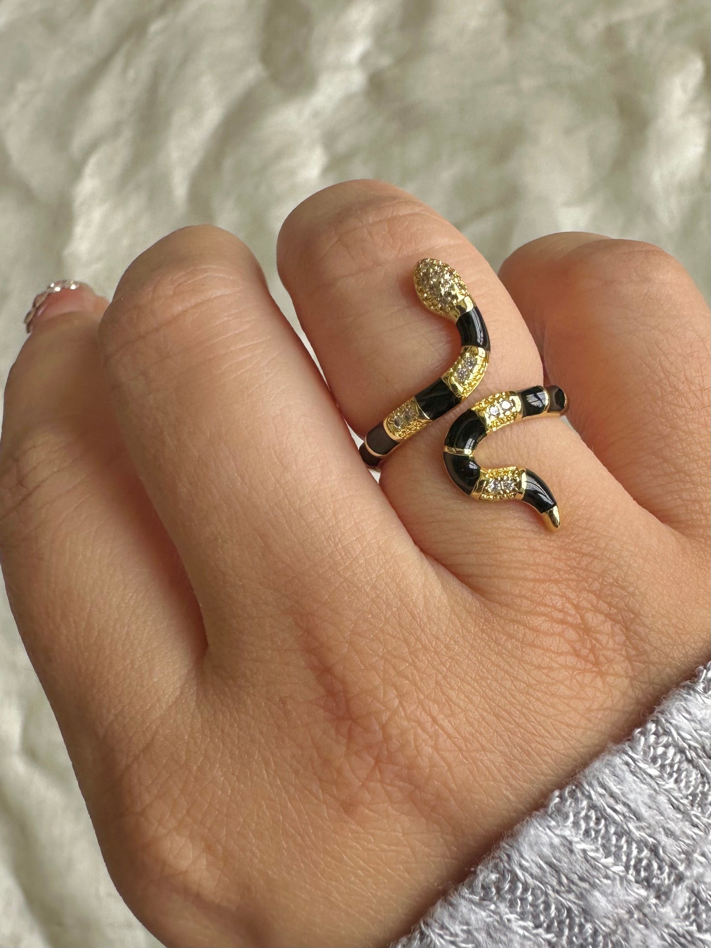 Black Snake Adjustable Ring