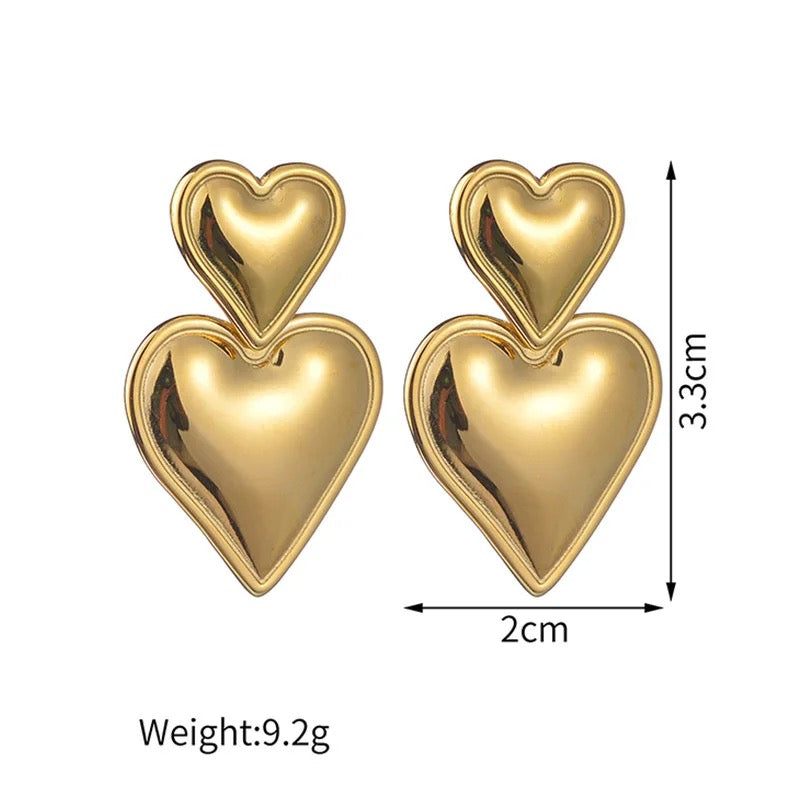 Double Heart SS Earings