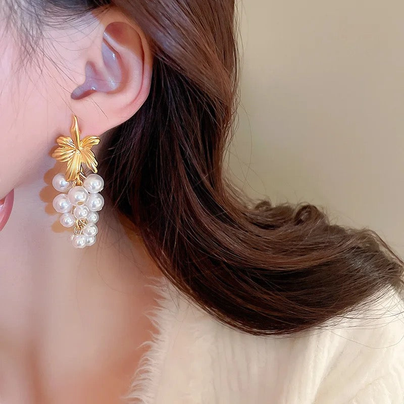 Pearl Grape Vine Earrings