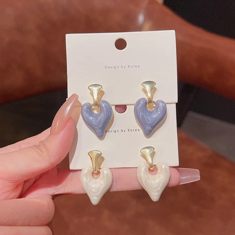 Enamel Heart Bali Earrings