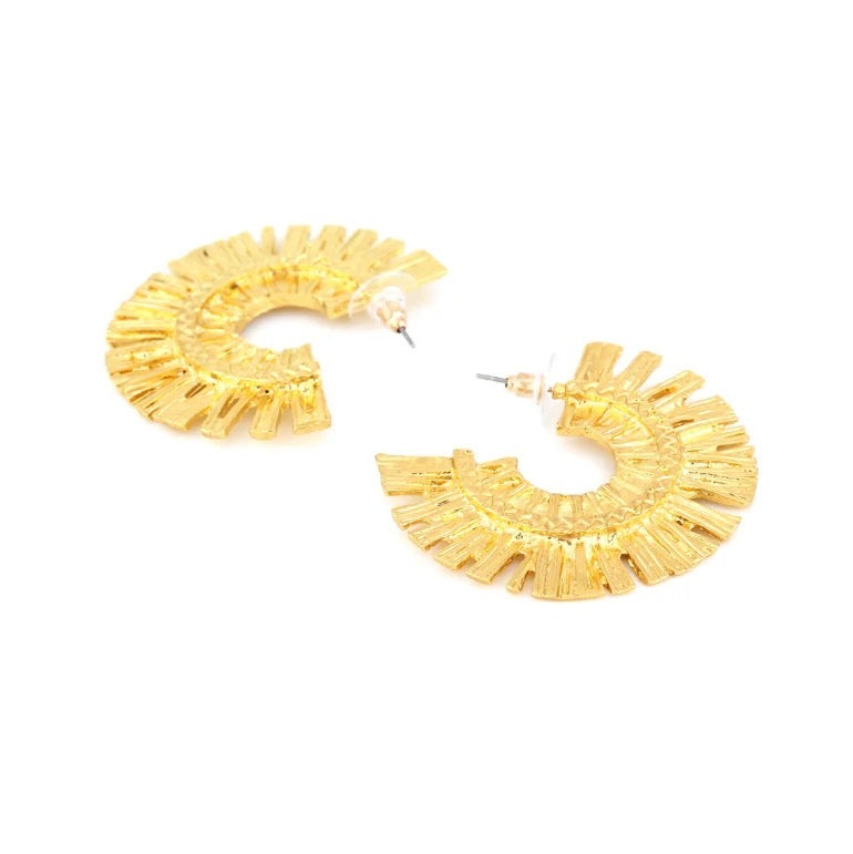 Flat Feather Large Hoops