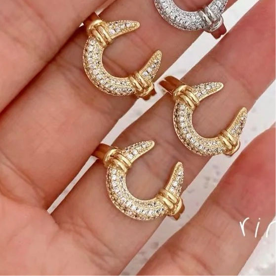 Studded Moon Halo Gold Ring