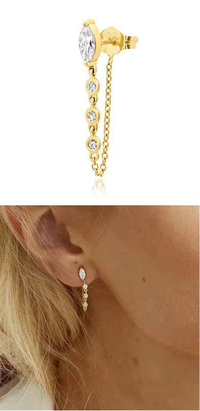 Luna Drop Earrings-Gold