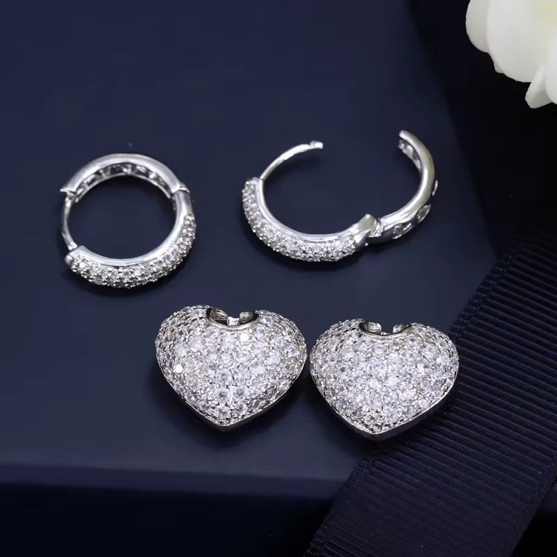 Studded Heart Bali Earrings-Gold & Silver