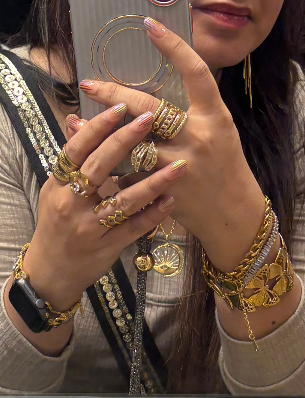 Triple Band Stone Ring