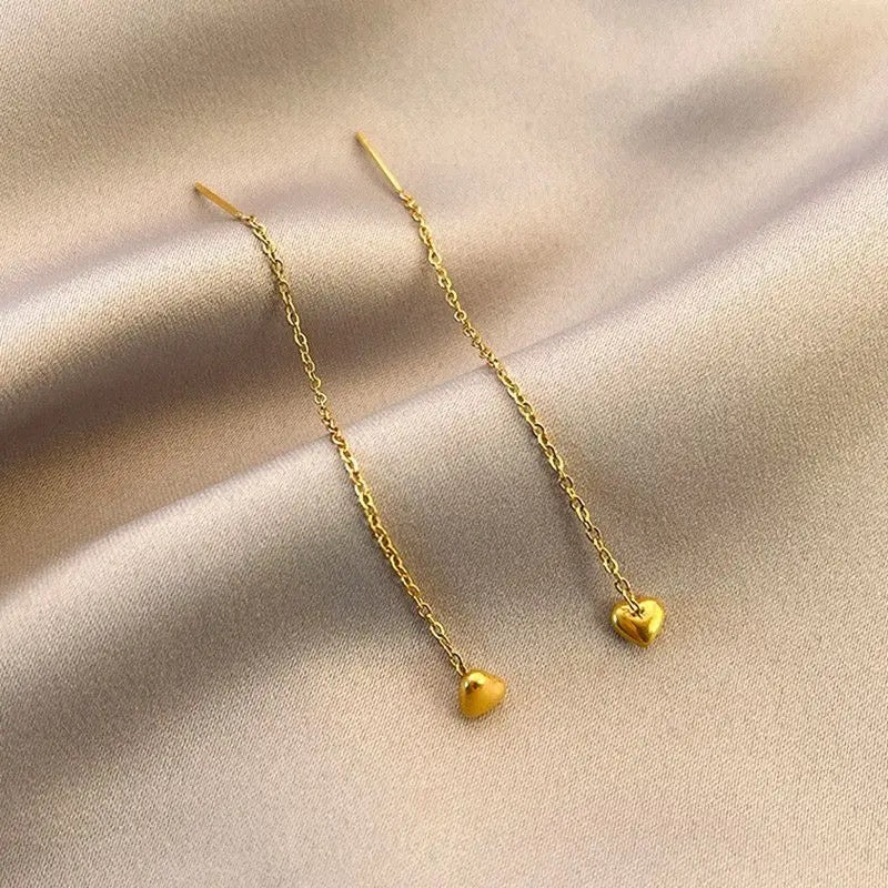 Lil Heart Needle Thread Earrings