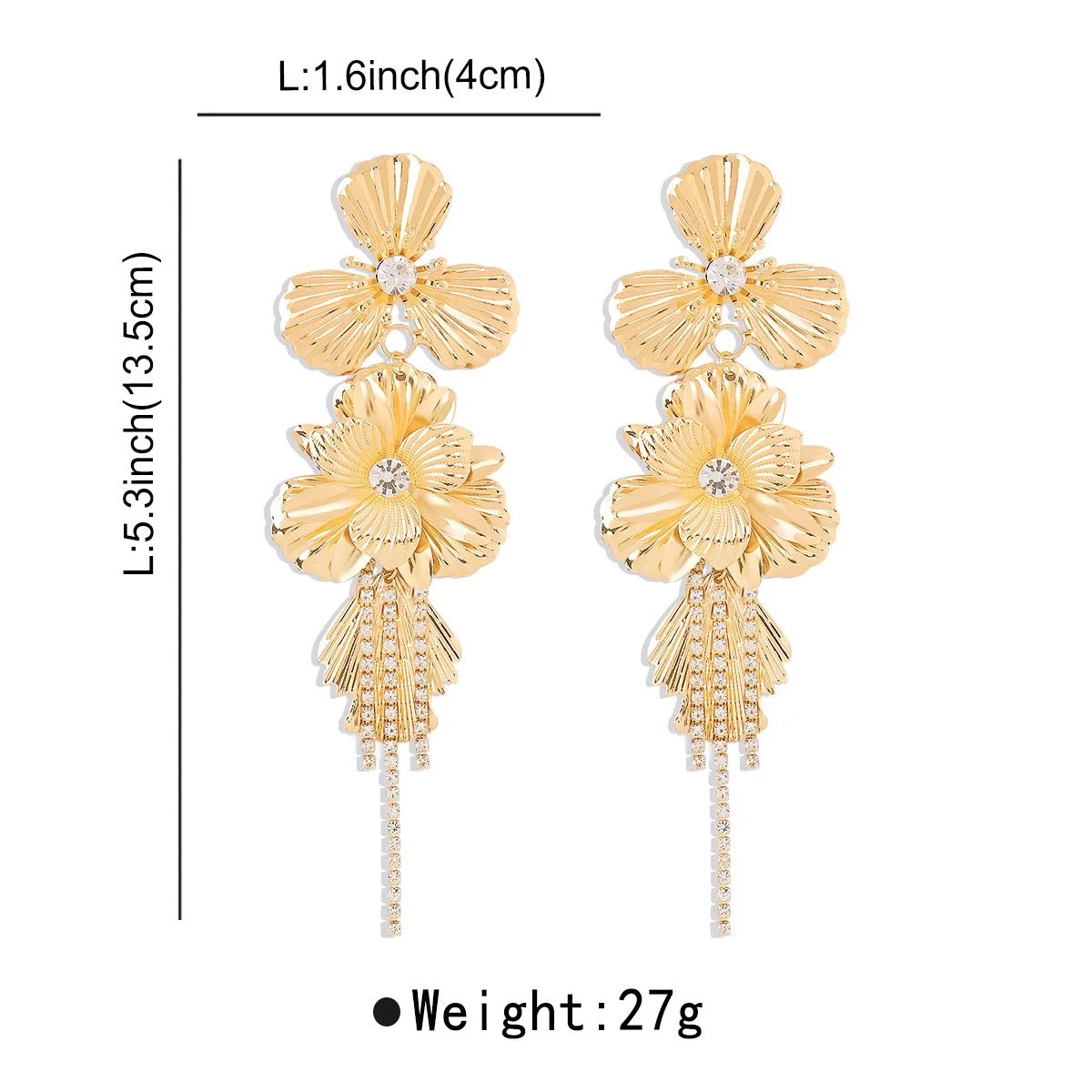 Massive Gold Floral Statement Earrings