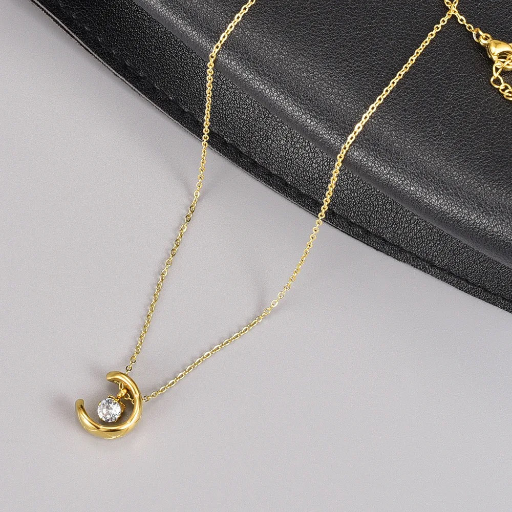 Moon Solitaire Necklace