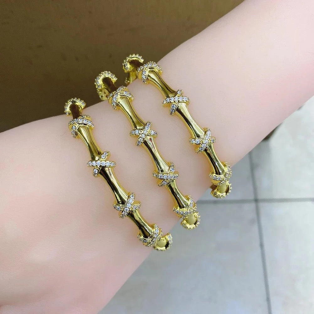 Studded Diamond Bamboo Bracelet