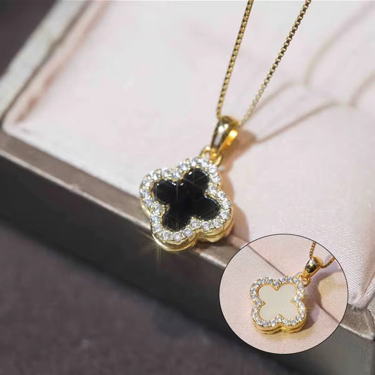 Black & White Clover Reversible Necklace