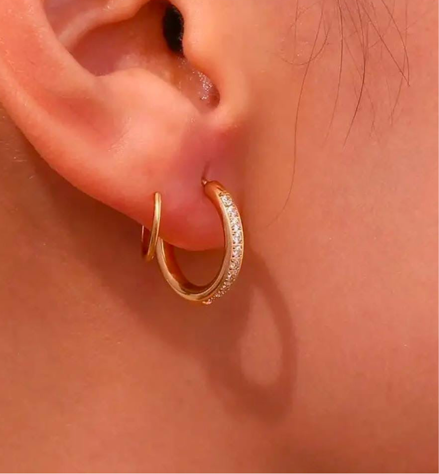 Dual Ring Earrings-Gold