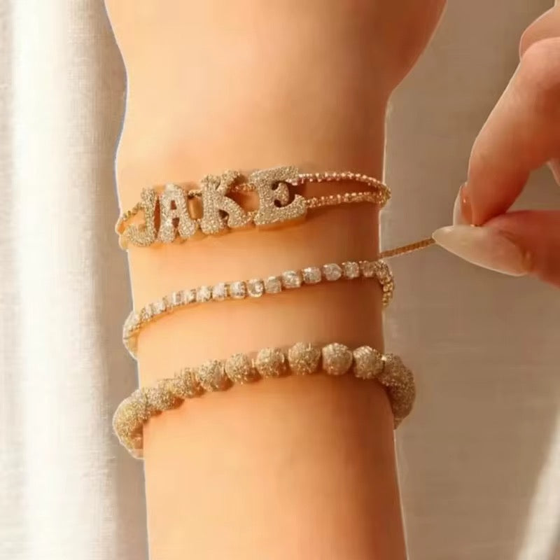 Studded Initial Slider Bracelet-Customised
