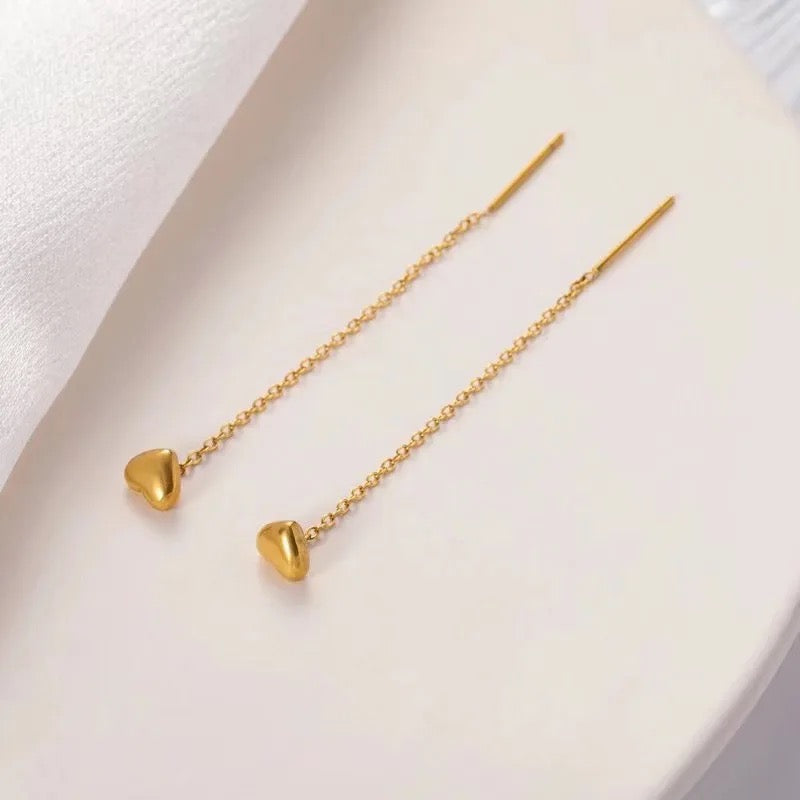 Lil Heart Needle Thread Earrings