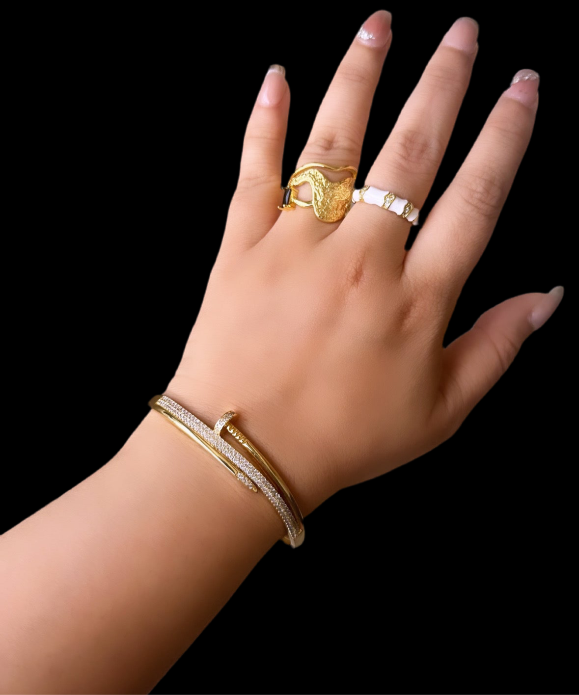 Studded New Nail Bracelet-Gold & Silver