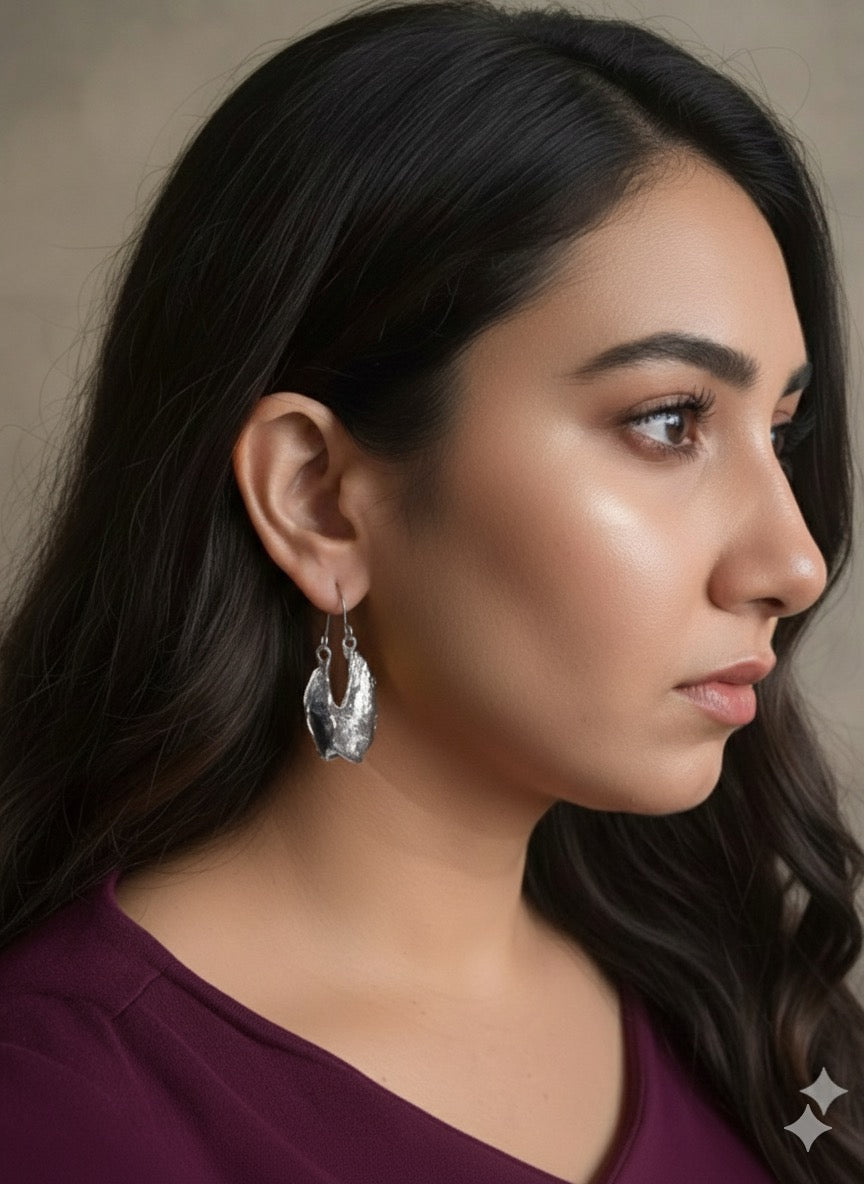 Hammered Hollow Hoop Earrings-Gold & Silver