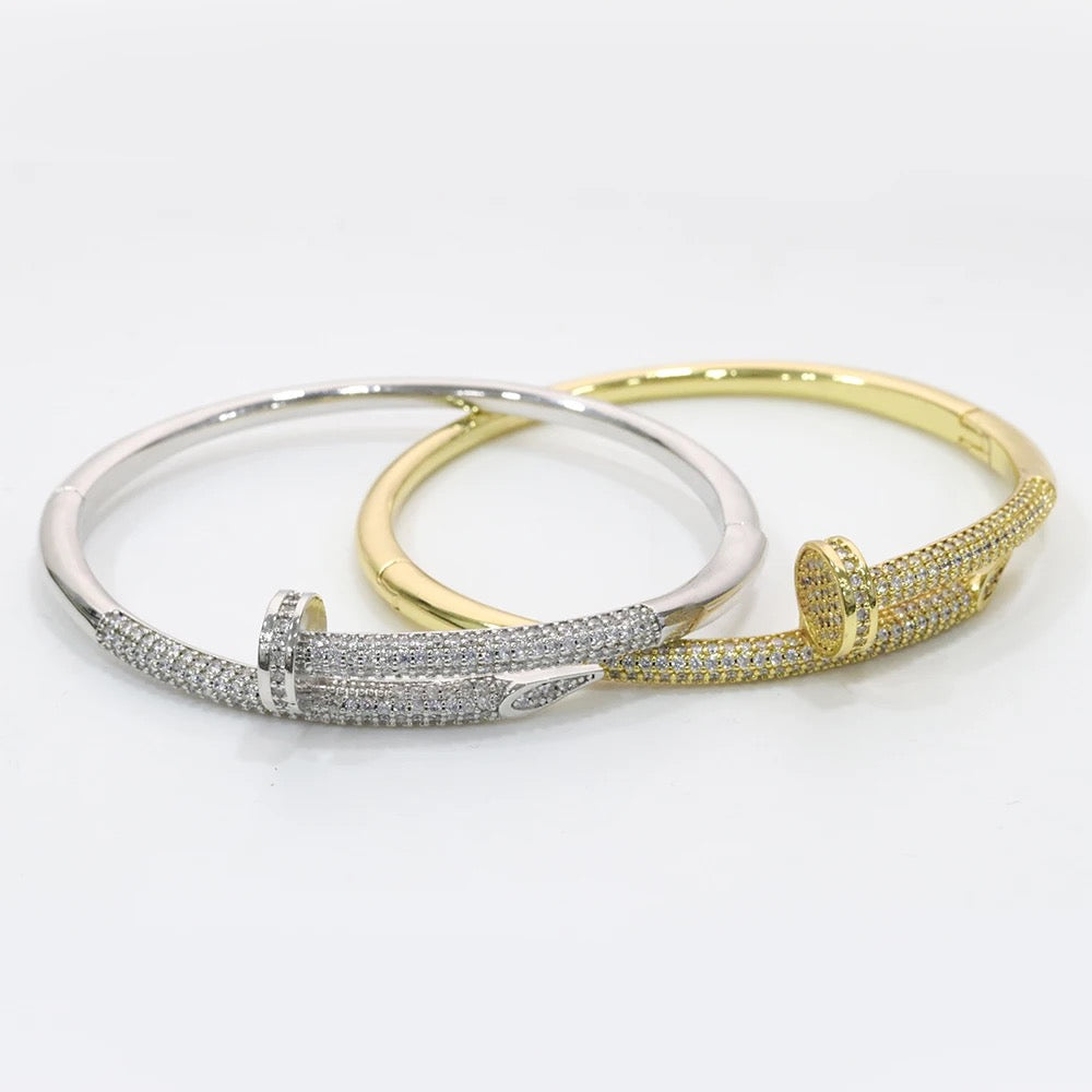 Studded Big Nail Bracelet-Silver
