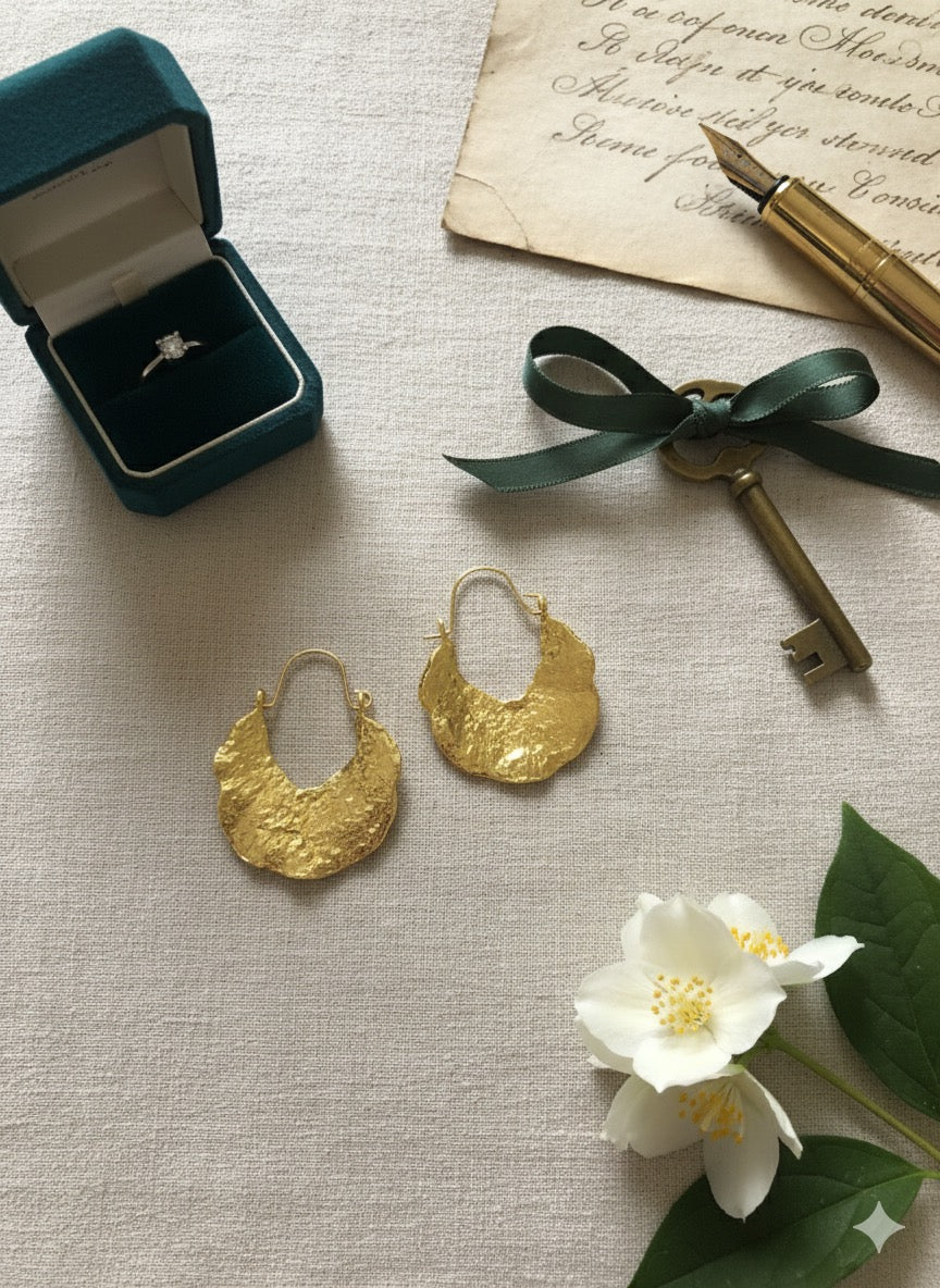 Hammered Hollow Hoop Earrings-Gold & Silver