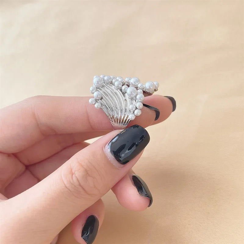Vertical Pearl Ring-Silver & Gold
