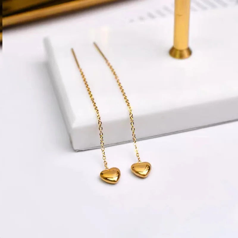 Lil Heart Needle Thread Earrings