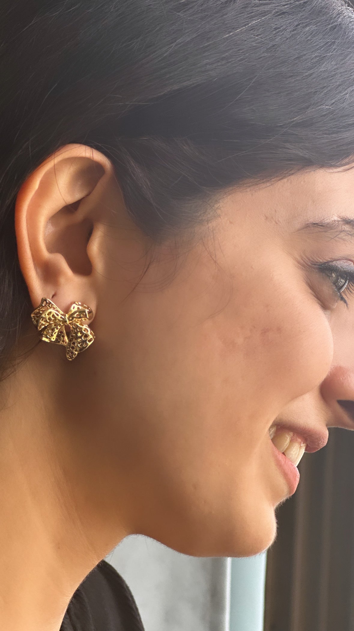 Mesh Bow Stud Earrings