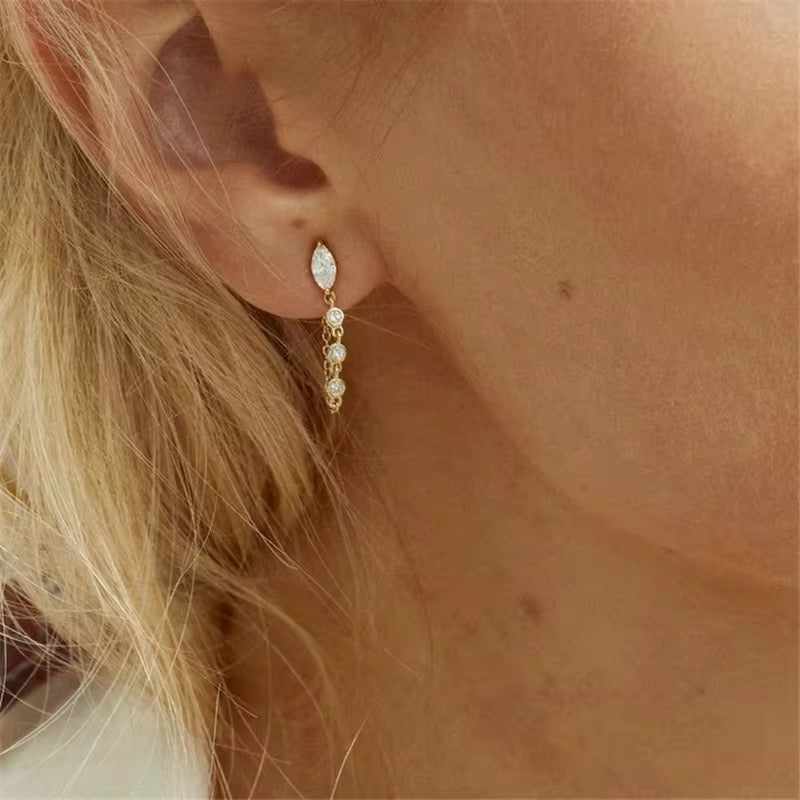 Luna Drop Earrings-Gold