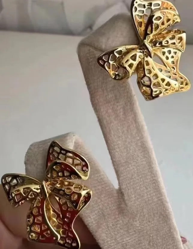 Mesh Bow Stud Earrings