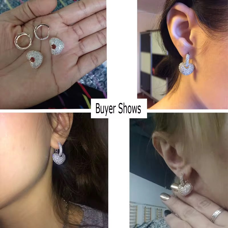 Studded Heart Bali Earrings-Gold & Silver