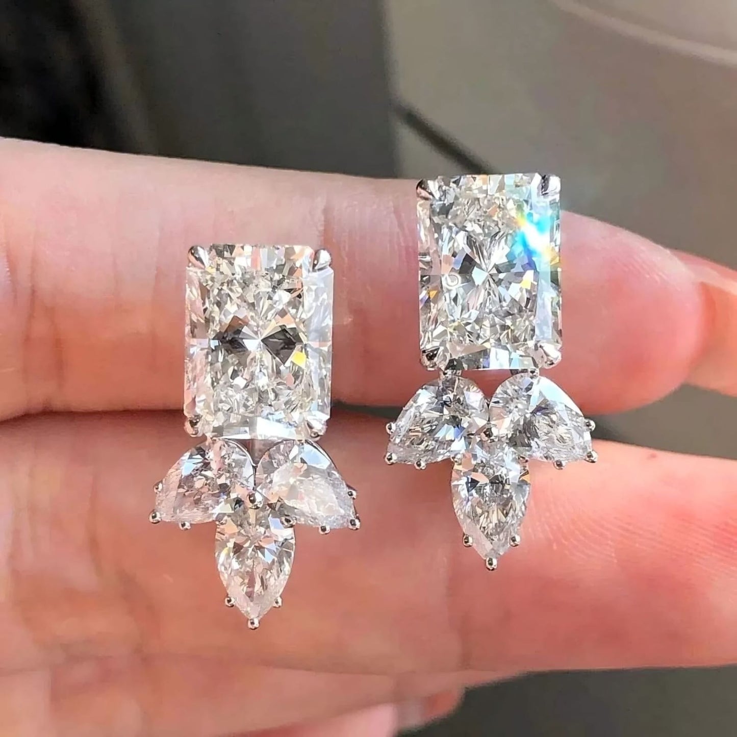 3 Solitaire Stud Earrings- Silver