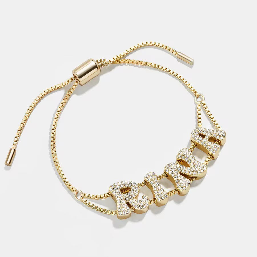 Studded Initial Slider Bracelet-Customised