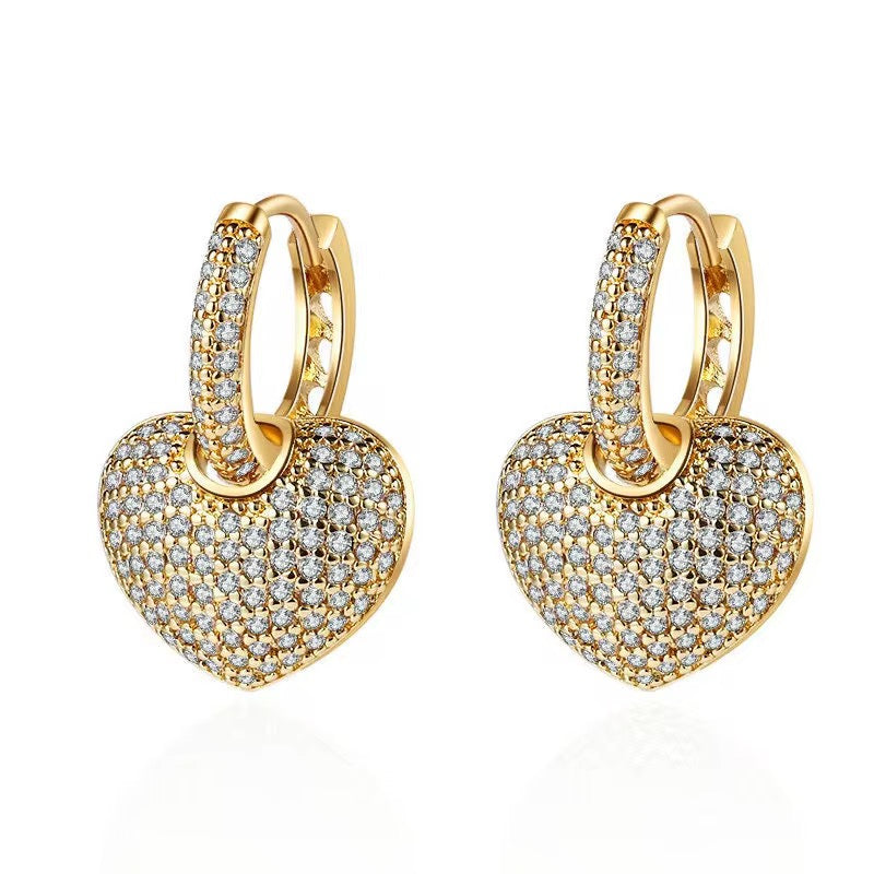 Studded Heart Bali Earrings-Gold & Silver