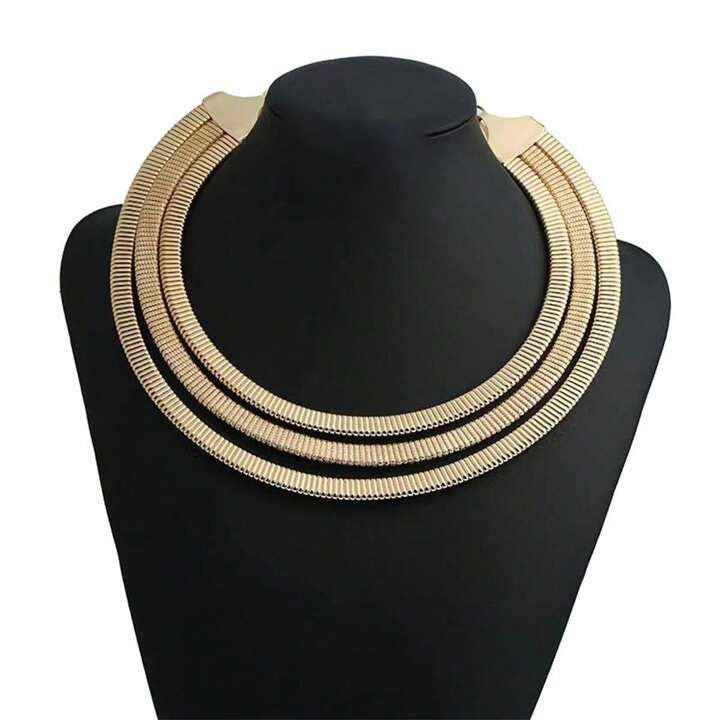 Triple Layer Gold Choker Necklace