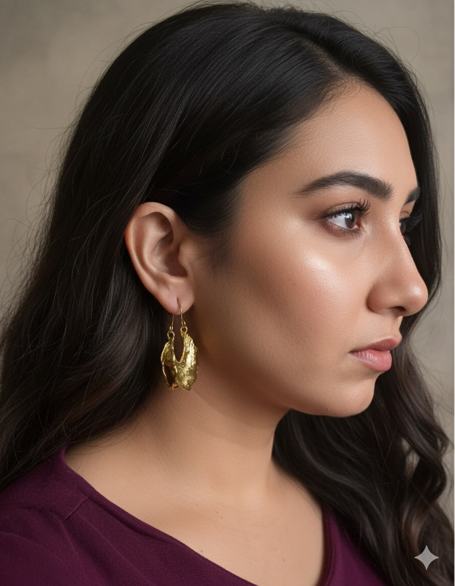 Hammered Hollow Hoop Earrings-Gold & Silver