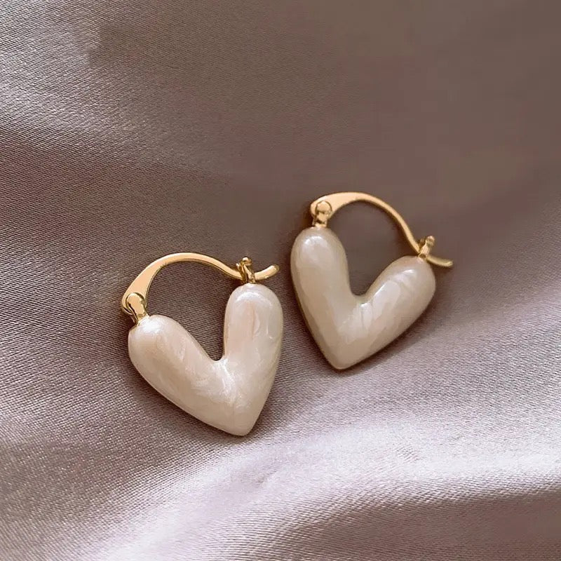 Enamel Heart Medium Earrings