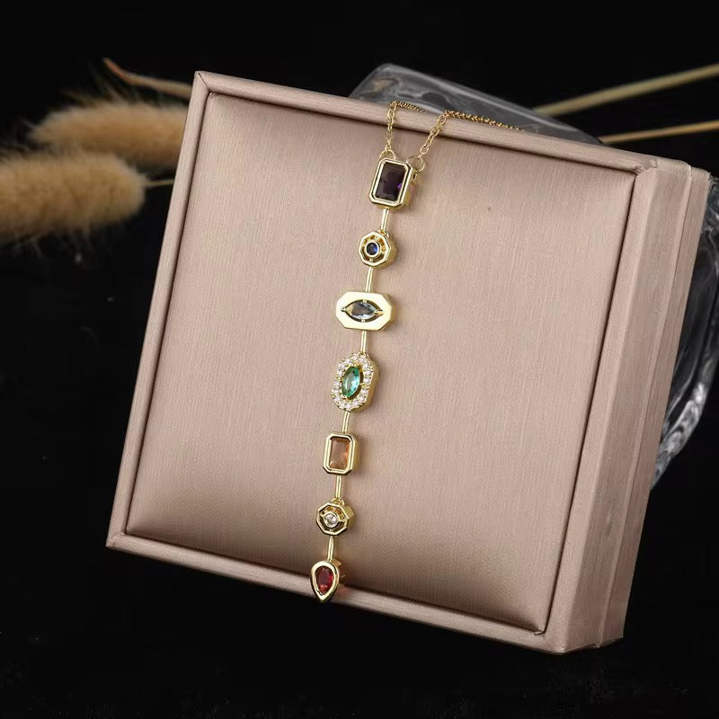 Verticle Gemstone Drop Necklace- 2 Styles