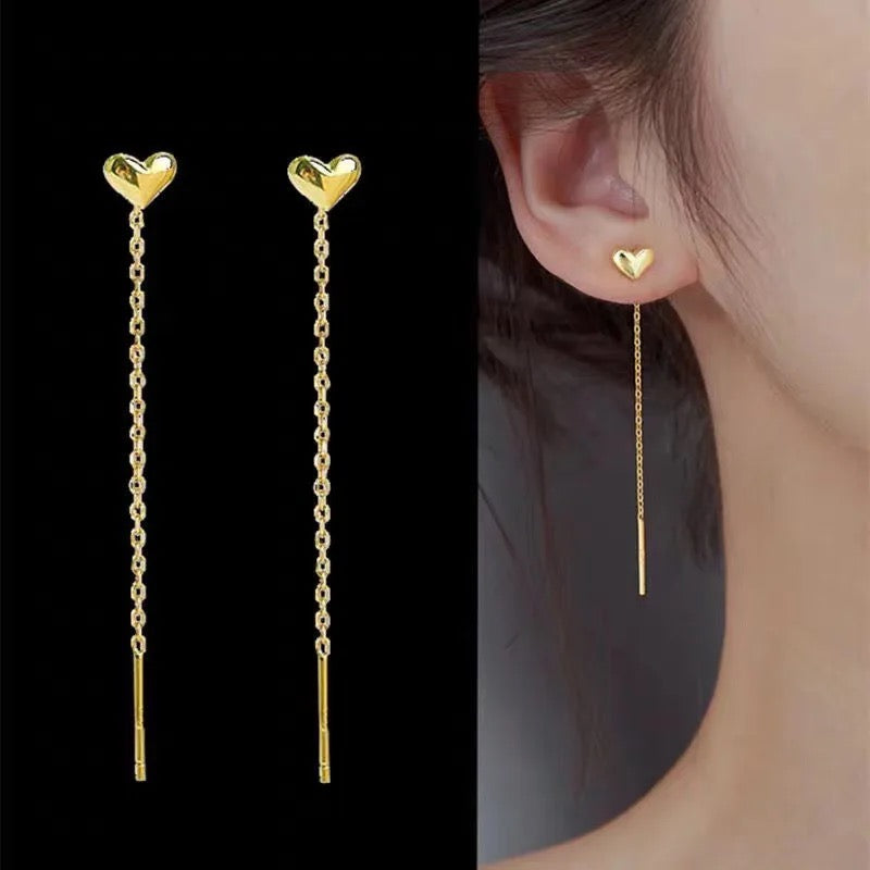 Lil Heart Needle Thread Earrings