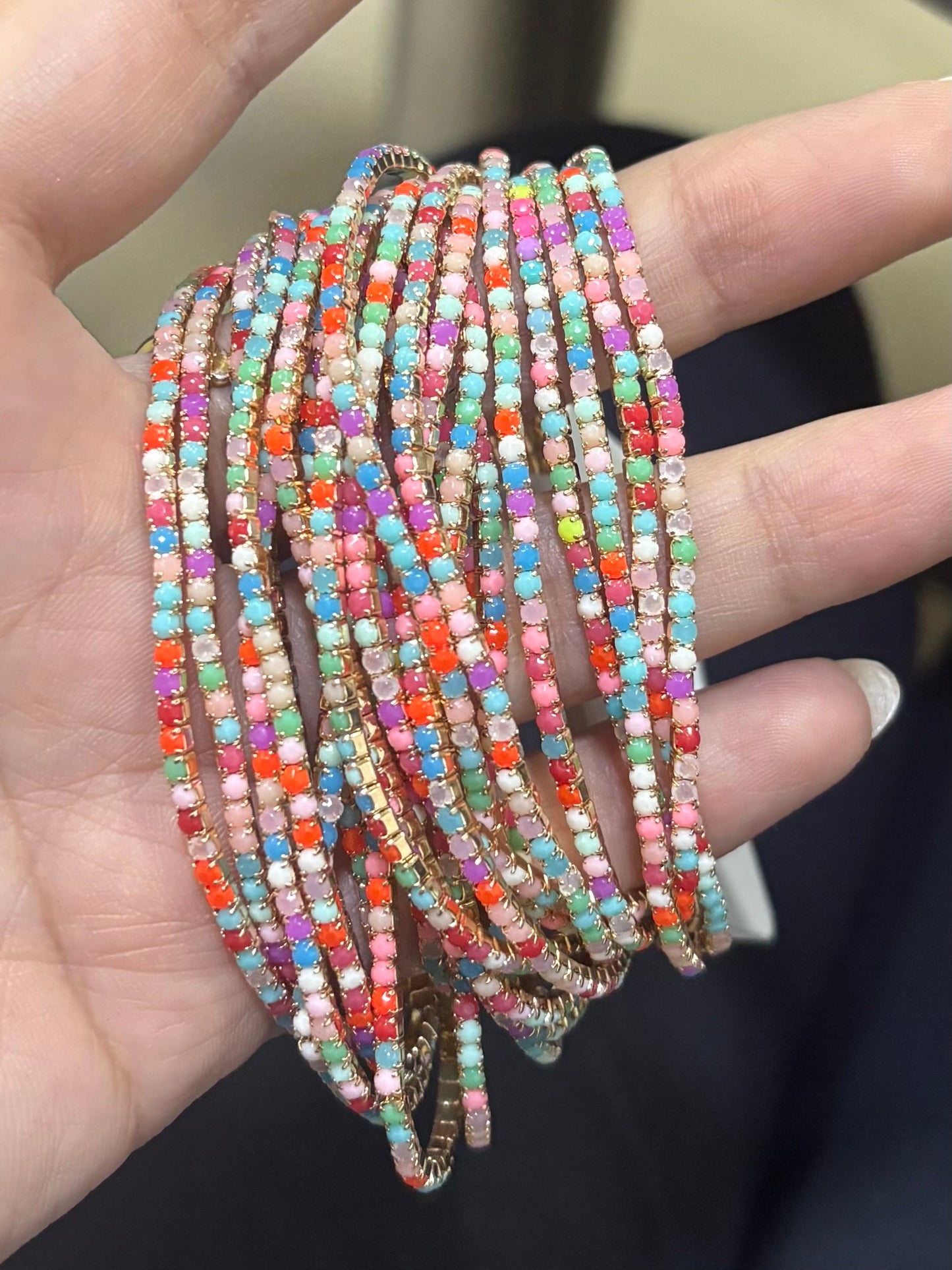 Assorted Stone Elastic Bracelet (Set of 5)-7 Colors Available