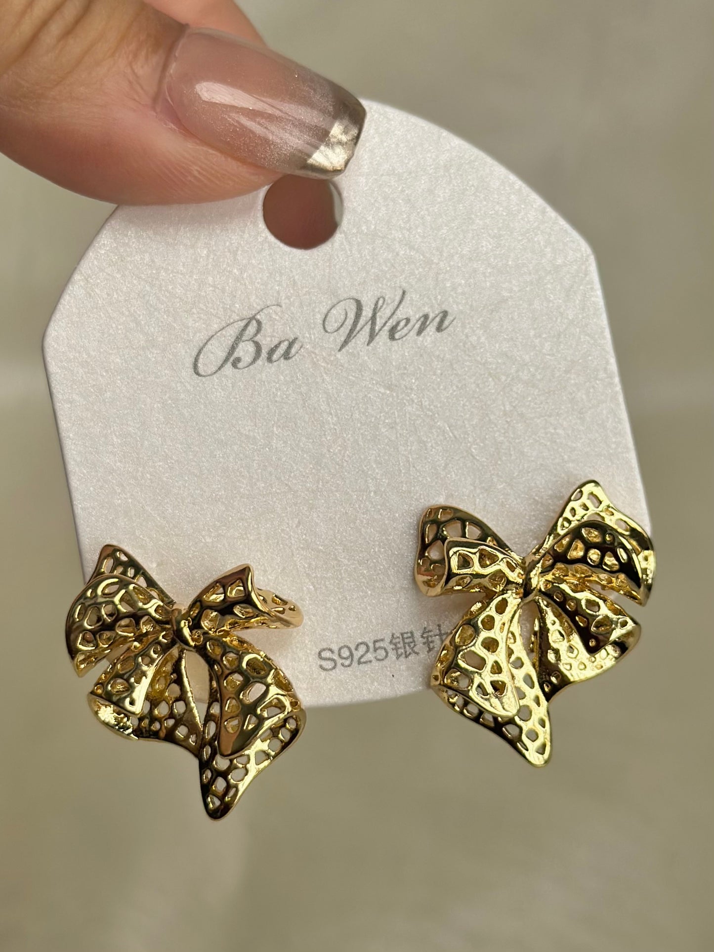 Mesh Bow Stud Earrings