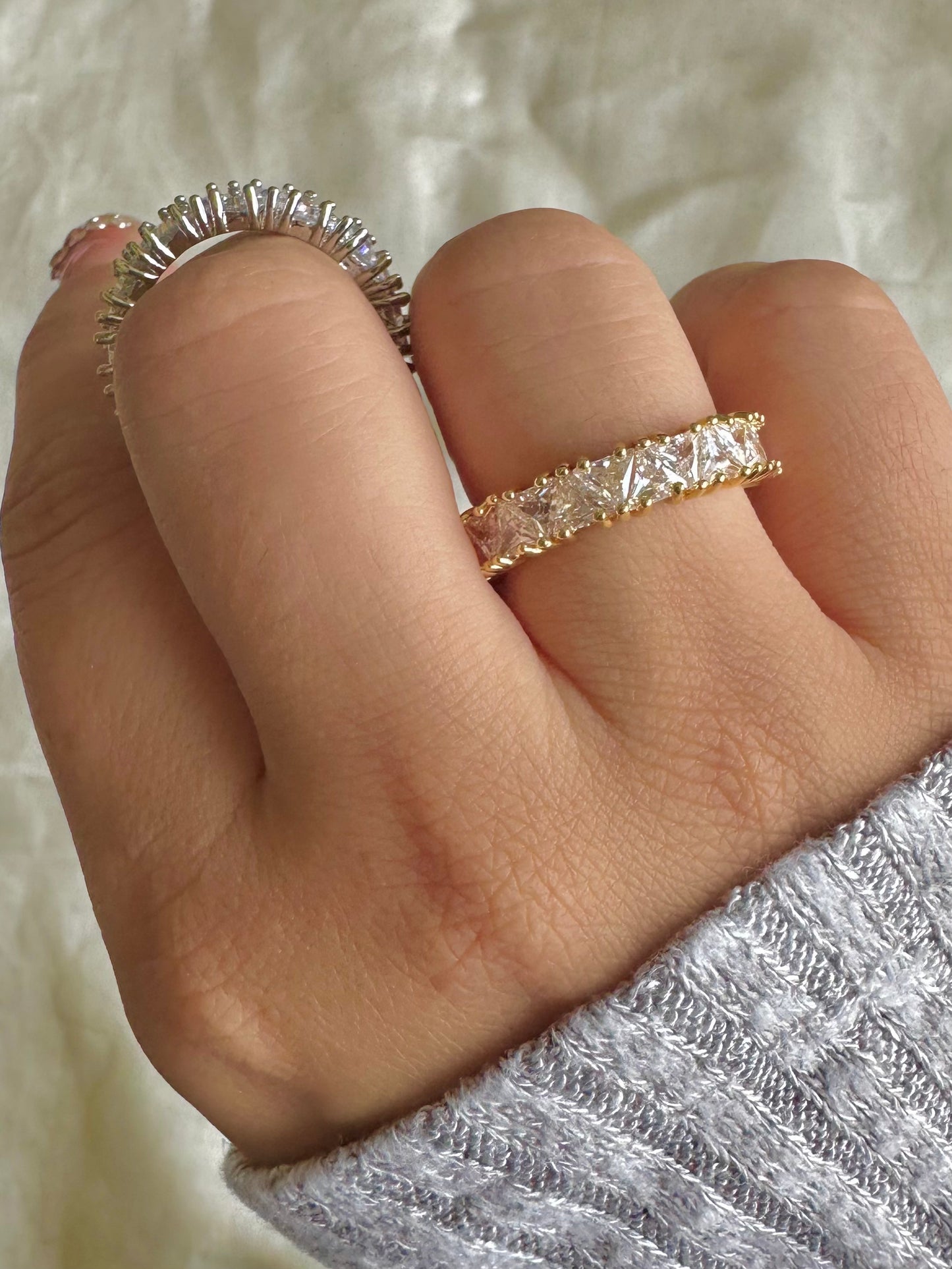 Triangular Eternity Ring-Gold & Silver
